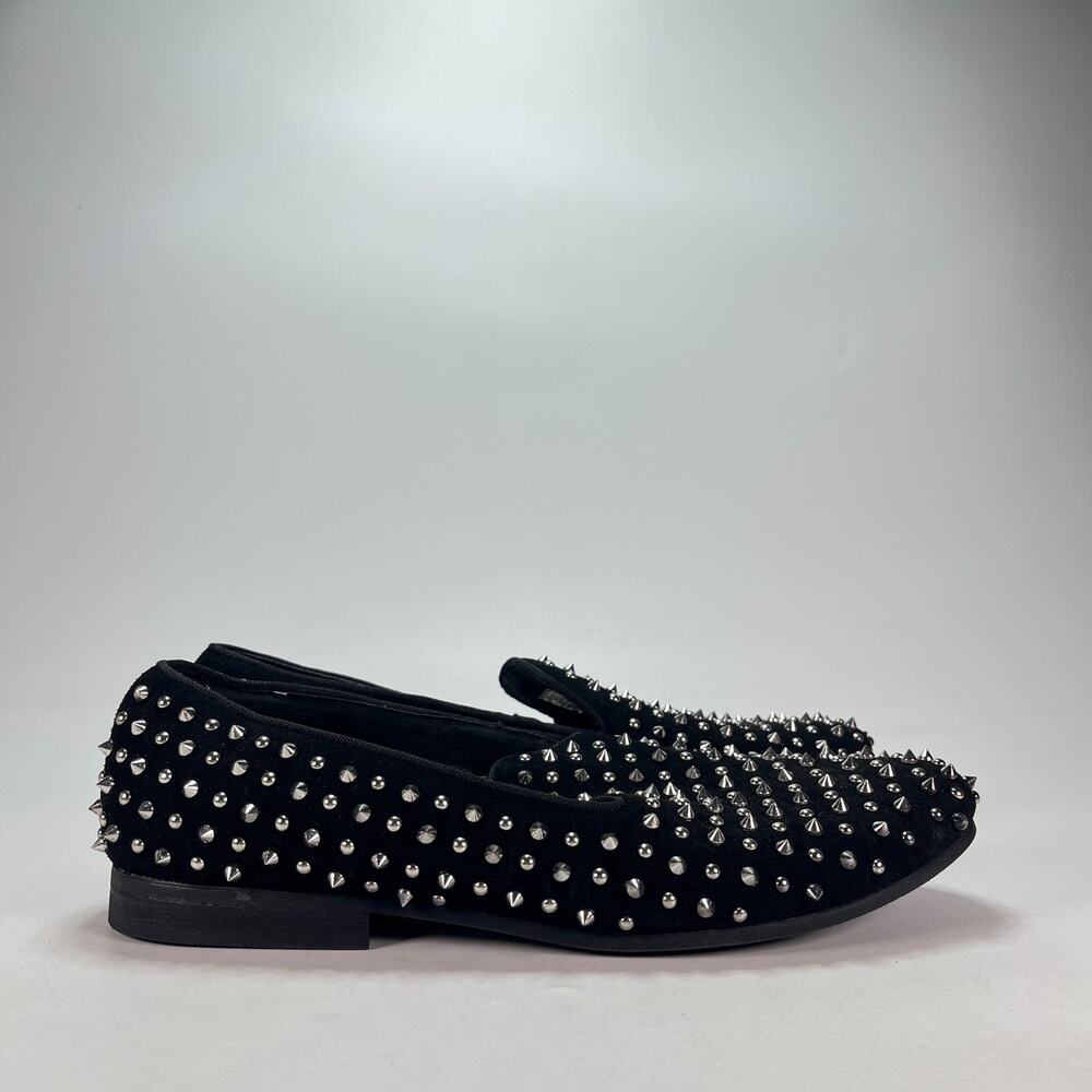 Steve Madden Black Slip On Dress Loafers Studded Velvet Shoes Men's Size 11.5